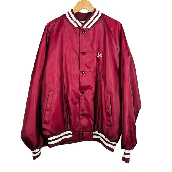 Vintage 2003 Denton Co. Bowling Varsity Jacket Jim Maroon White Jersey Trim - 2X - Picture 3 of 8